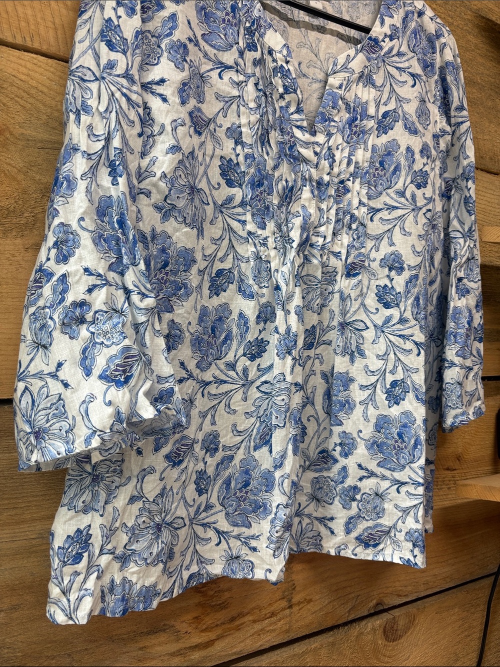 J. Jill Pleated 3/4 Sleeve V Neck Blouse - Picture 4 of 7